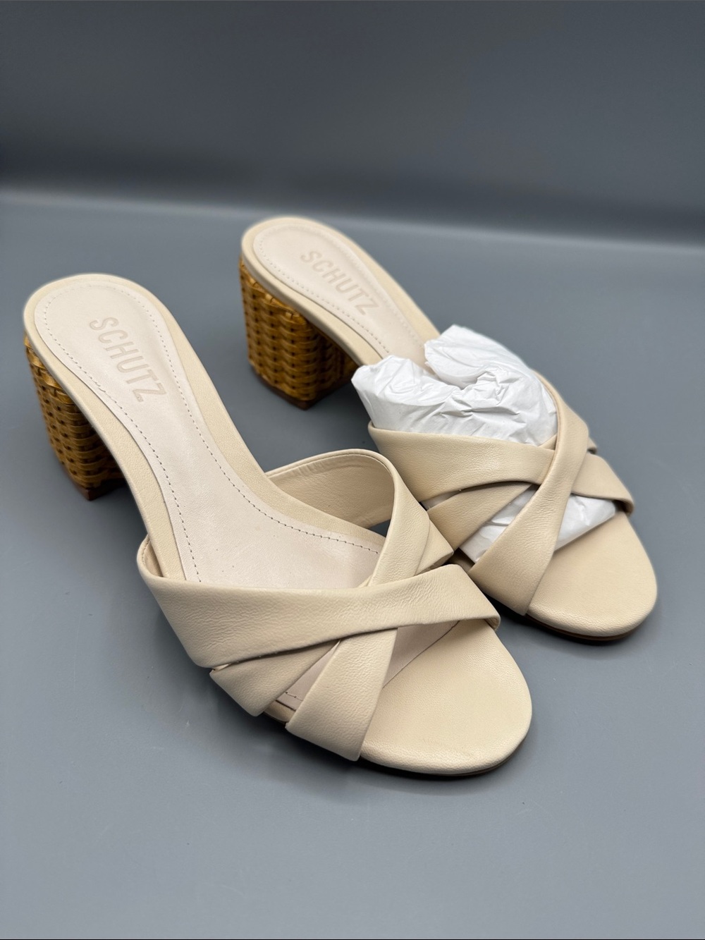 Schutz Women's Keefa Straw Slip-On Mules